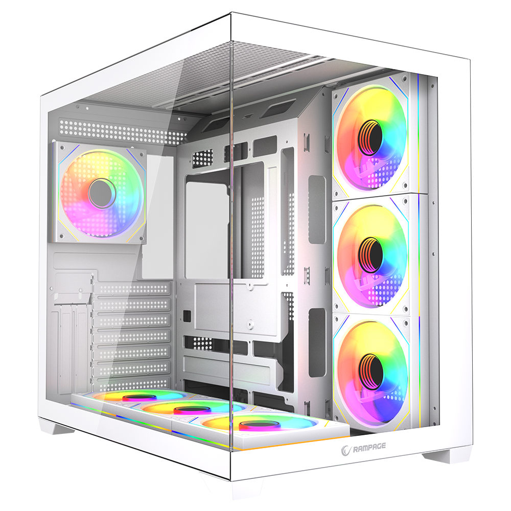 Rampage ARES 750W 80+ Bronze 12cm ARGB Fan Tempered Glass Mid-T Beyaz Gaming Kasa