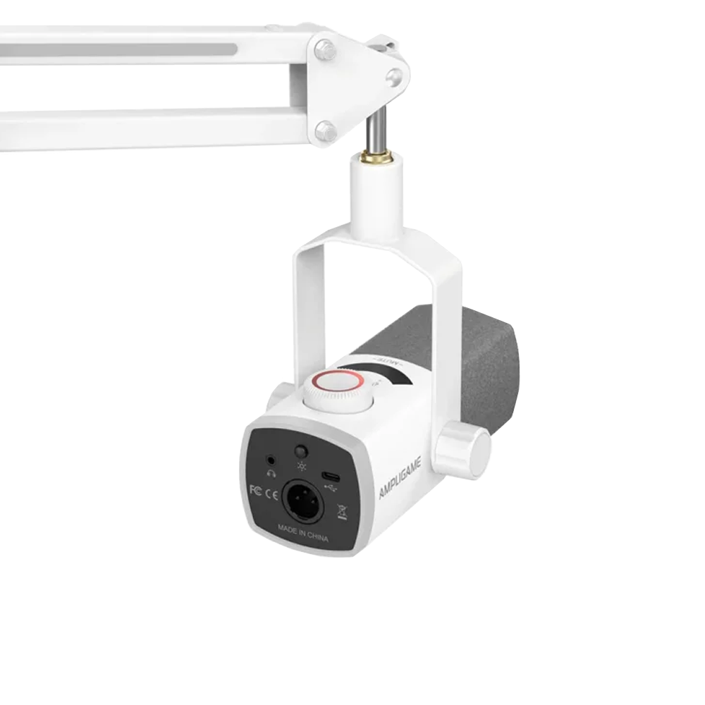 Fifine Ampligame AM8PROT XLR/USB RGB Dinamik Beyaz Mikrofon Seti