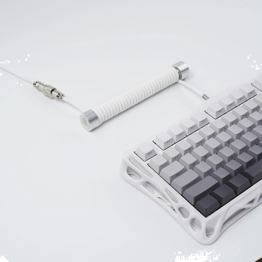 GravaStar Sarmal Aviator USB Type-C Mekanik Klavye Uyumlu Beyaz Oyuncu Kablosu 1.85m