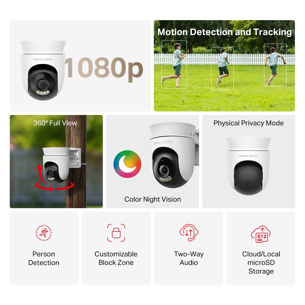 MERCUSYS MC500 Pan/Tilt Wi-Fi Dış Mekan Güvenlik Kamerası