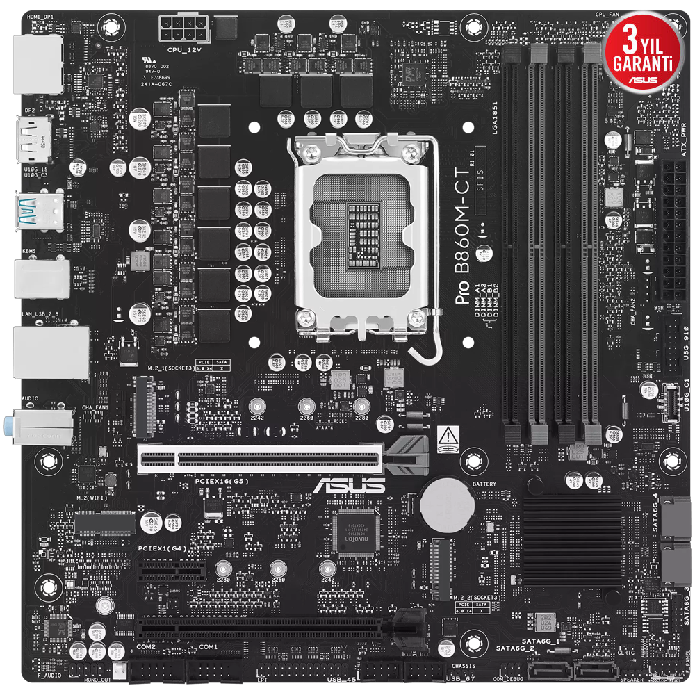 ASUS PRO B860M CT CSM 8666MHz(OC) DDR5 Soket LGA 1851 DP M.2 HDMI mATX Anakart