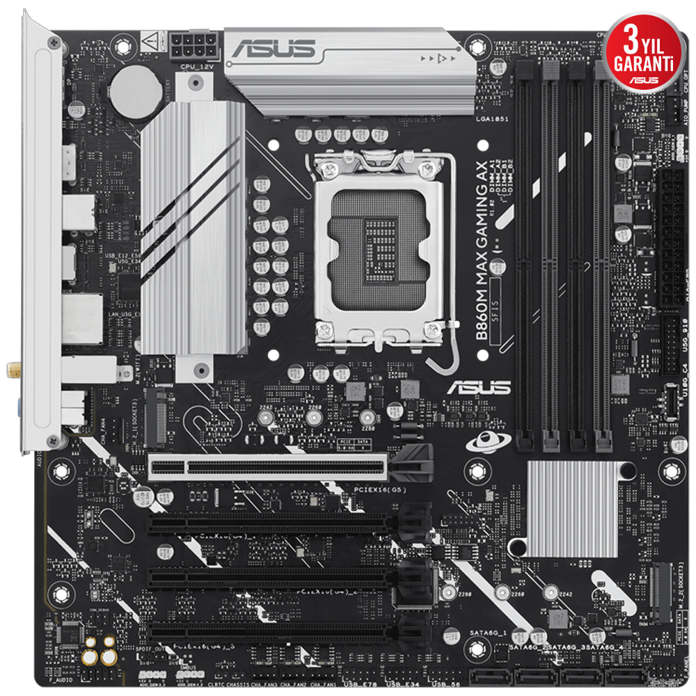 ASUS B860M MAX GAMING AX WIFI6 8666MHz(OC) DDR5 Soket LGA 1851 DP M.2 m-ATX Anakart