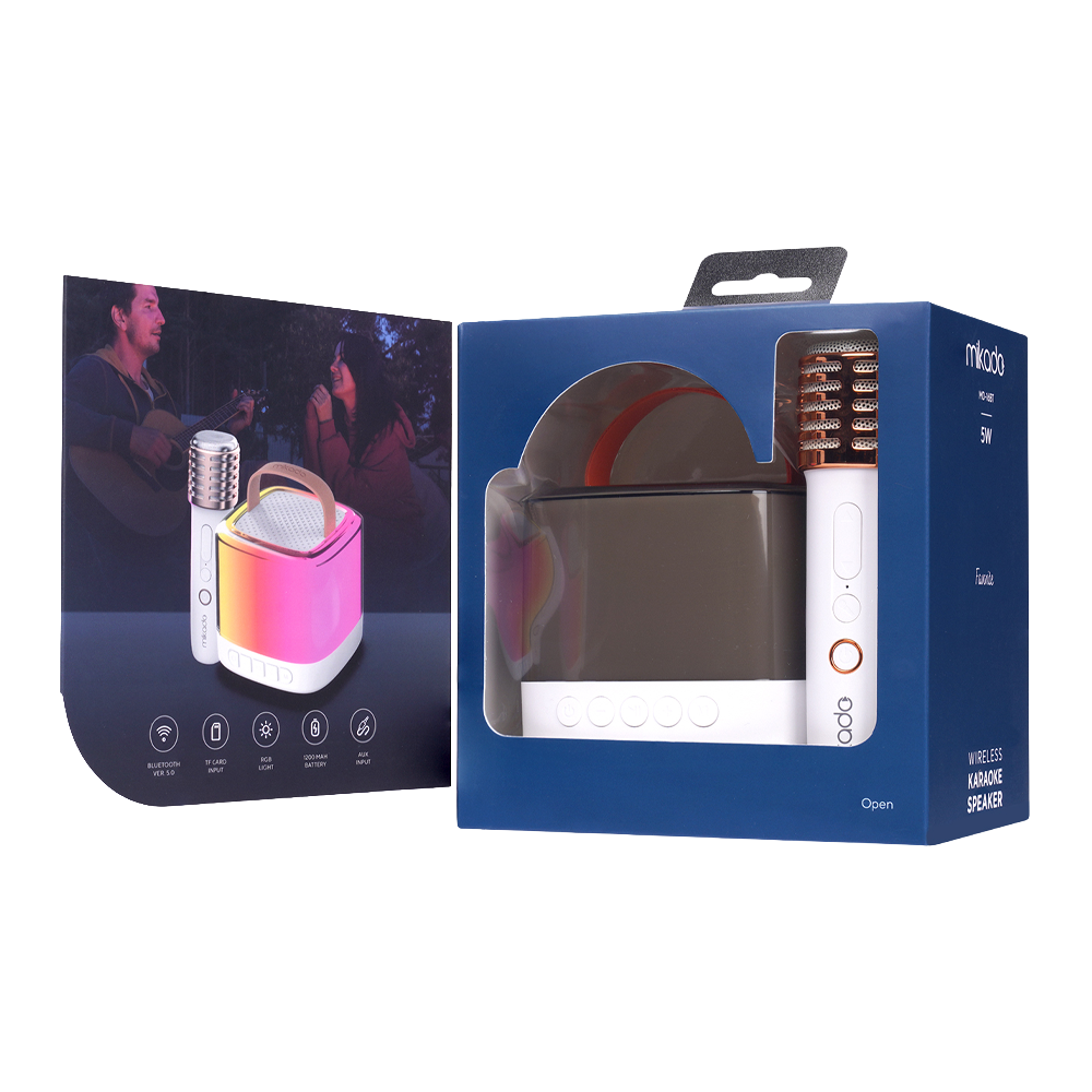 MIKADO MD-16BT Favorite 5W RGB 1200mAh Bluetooth Beyaz Mikrofonlu Karaoke Taşınabilir  Hoparlör