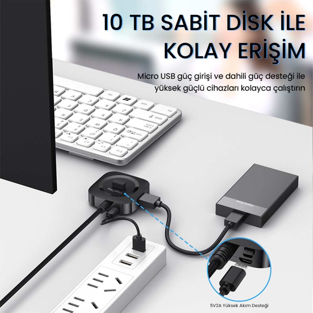 VegGieg 4 Portlu USB 3.0 Beyaz Çoklayıcı Hub