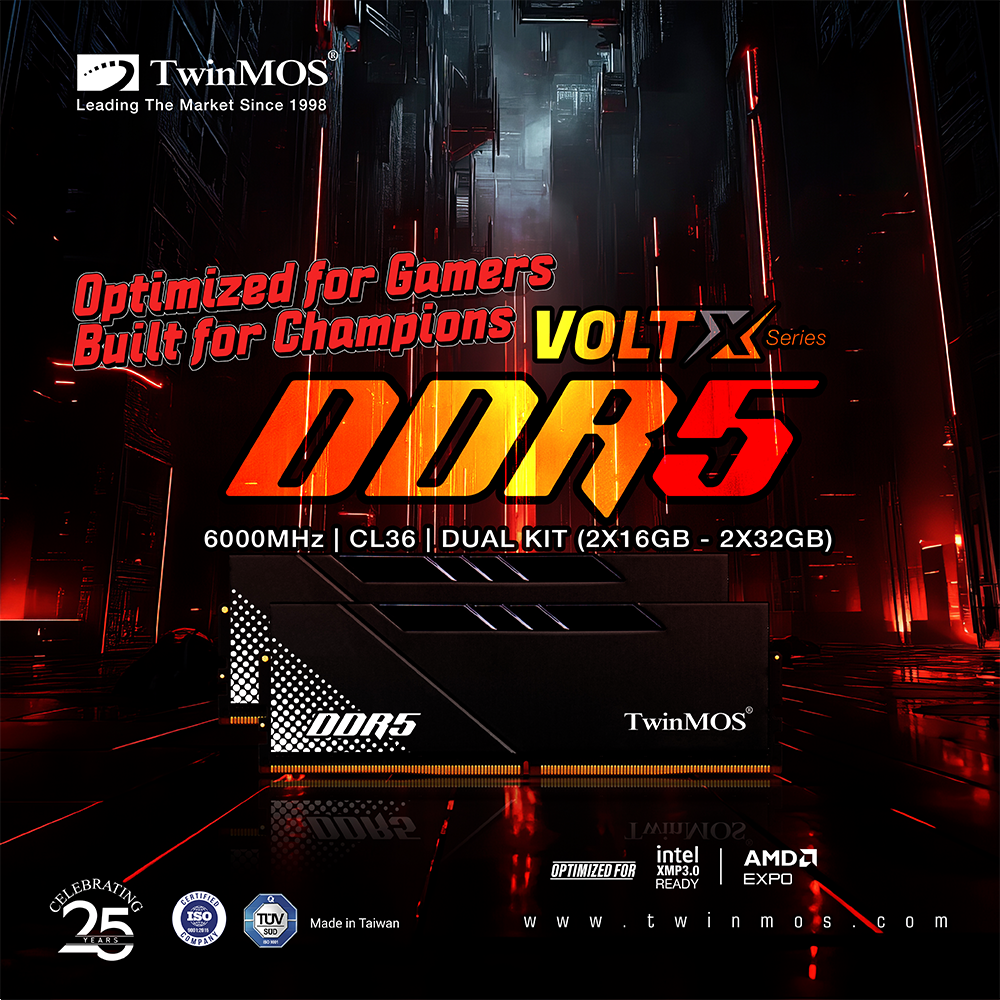 TwinMOS 32GB(2x16GB) VoltX 6000MHz CL36 DDR5 XMP/EXPO Dual Kit Ram