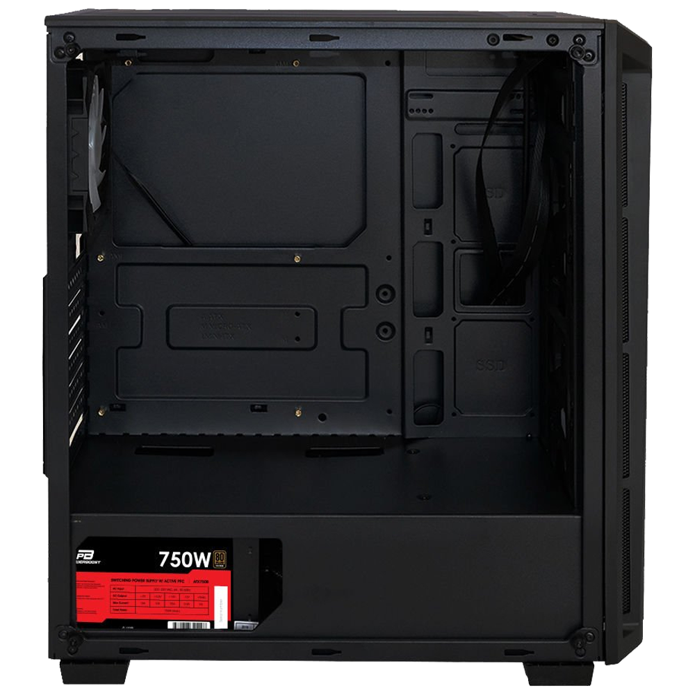 PowerBoost PB-T001BB 750w 80+ Bronze Siyah Mesh Panel RGB ATX Mid Tower Kasa