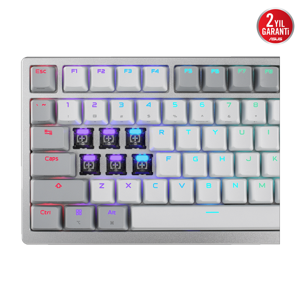 ASUS ROG AZOTH 96 HE ROG HFX V2 Manyetik Switch Kablosuz Türkçe RGB Beyaz Mekanik Gaming Klavye