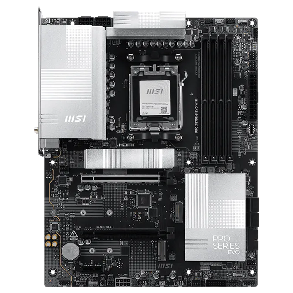 MSI PRO X870E-S EVO WIFI 8200MHz(OC) DDR5 Soket AM5 M.2 HDMI Type-C ATX Anakart