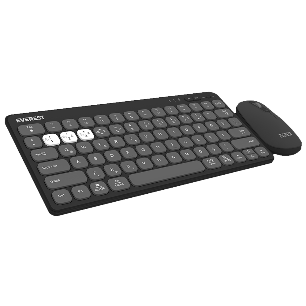 Everest KM-BT903 LUMI Gri Kablosuz Klavye Mouse Set