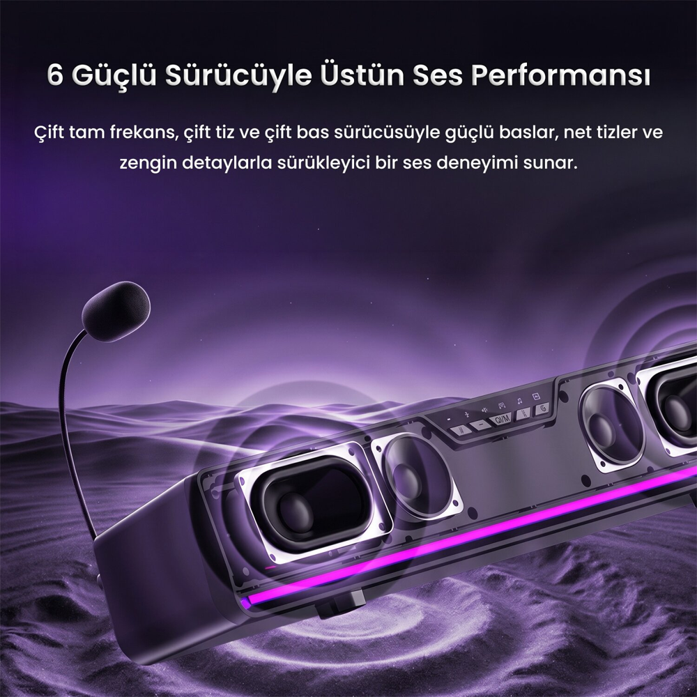 Aula GS6 Pro 10W RGB Bluetooth Siyah Gaming Speaker Soundbar