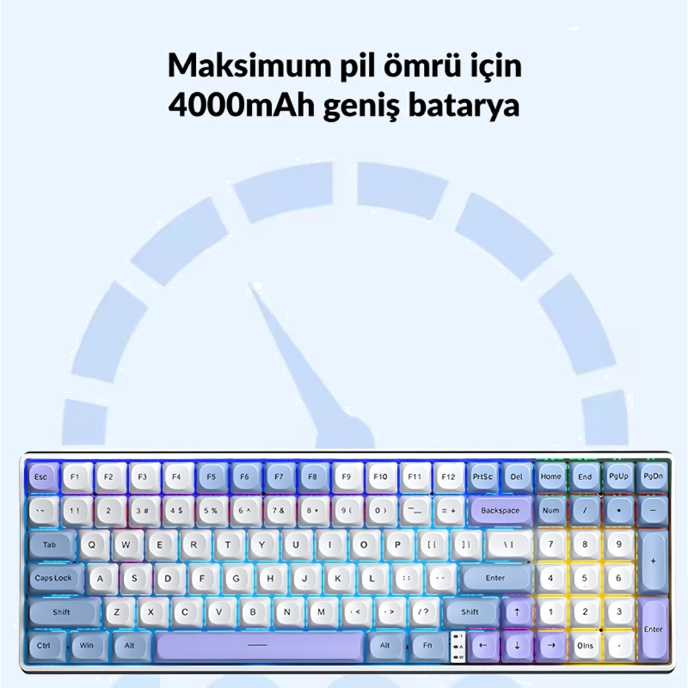 Aula S100 Pro Red Switch Hot Swap RGB Mavi Kablosuz Gaming Klavye