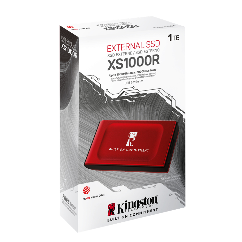 Kingston SXS1000R 1TB USB 3.2 Type-C Kırmızı Taşınabilir Harici SSD 1050MB Okuma/1000MB Yazma