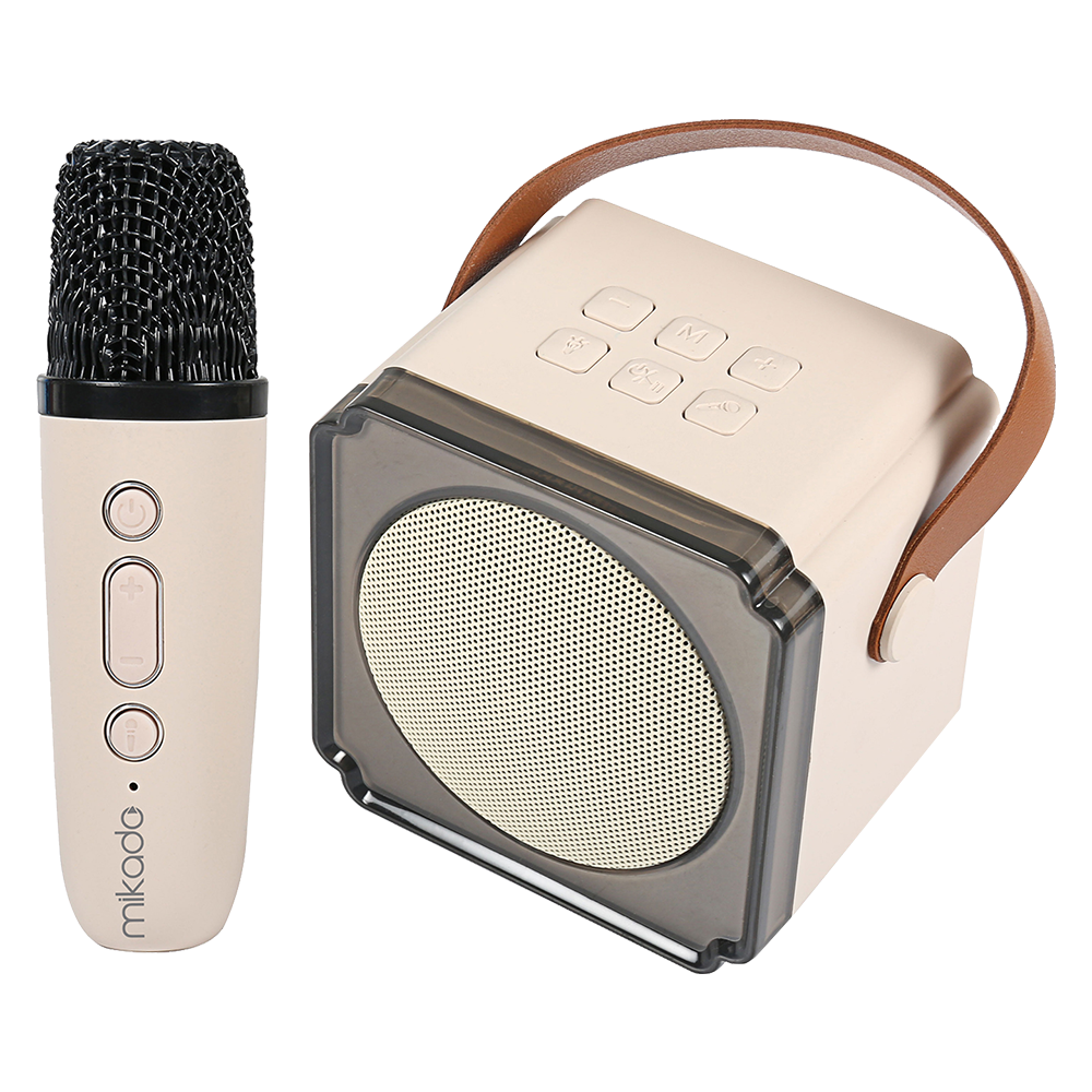 MIKADO MD-61BT Artemis 5W RGB 1200mAh Bluetooth Krem Mikrofonlu Karaoke Taşınabilir Hoparlör