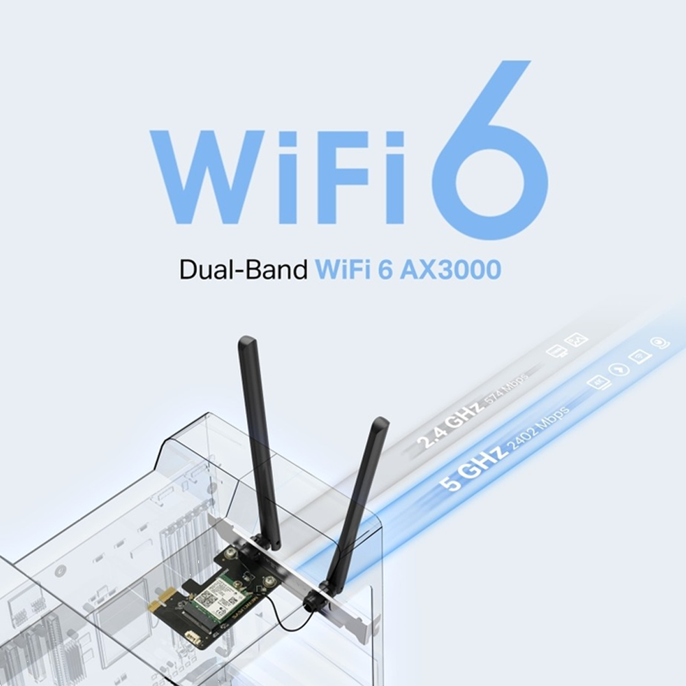 Mercusys MA80XE AX300 Wi-Fi 6 Bluetooth 5.2PCIe Adaptör