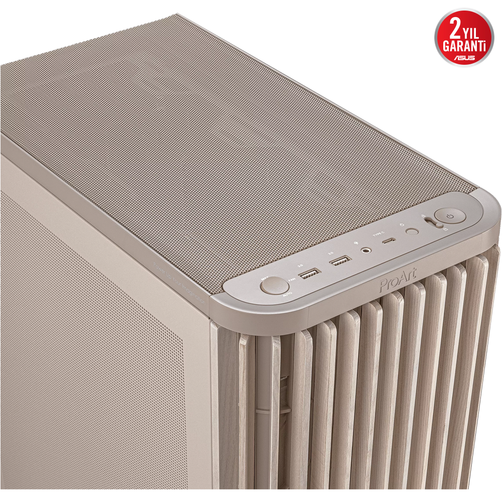 ASUS ProArt PA401 Wood Edition Mesh Tempered Glass USB-C 3.2 Bej ATX Mid Tower Kasa