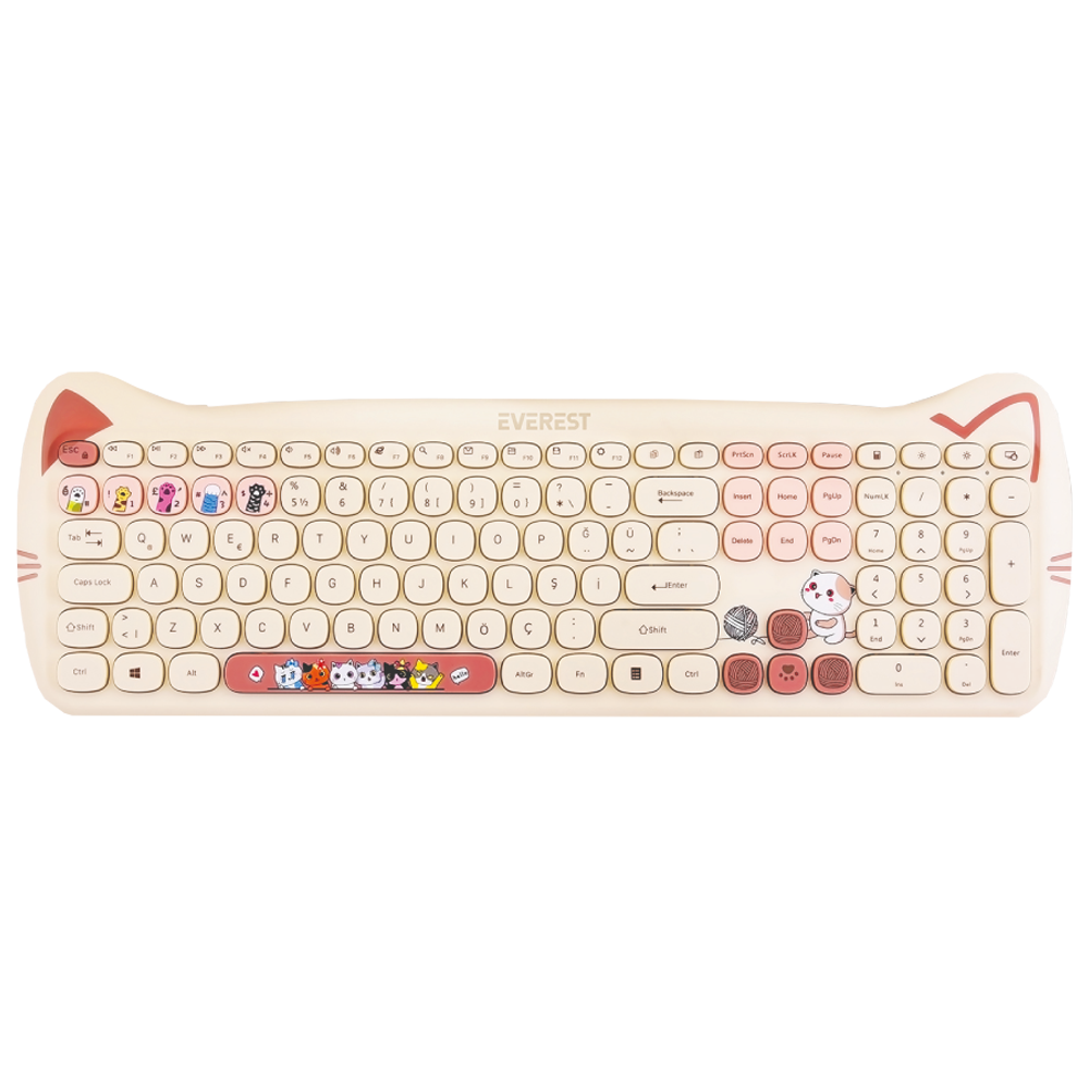 Everest KM-6283 CATTY Sarı Kablosuz Klavye Mouse Set