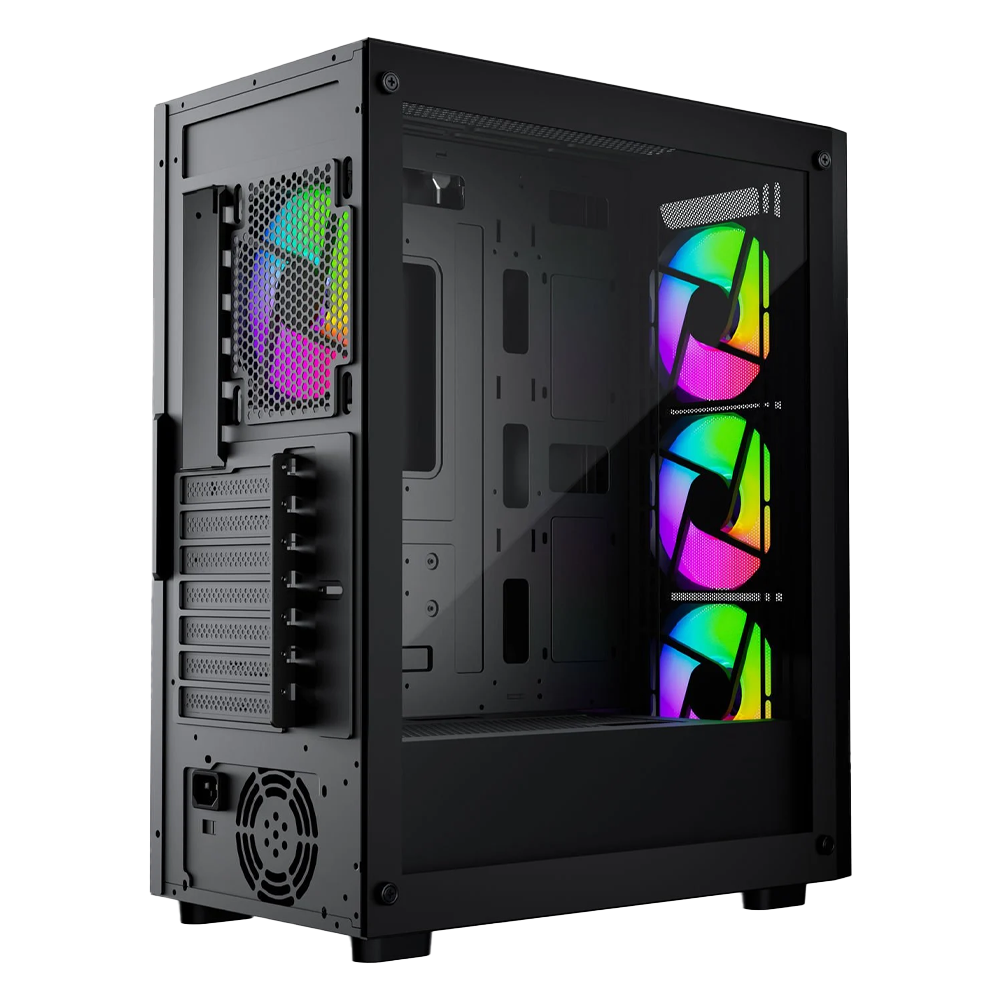 GameBooster RAIDER E651B 650W 80+ USB 3.0 Mesh Rainbow Fanlı ATX Mid Tower Gaming Siyah Kasa 