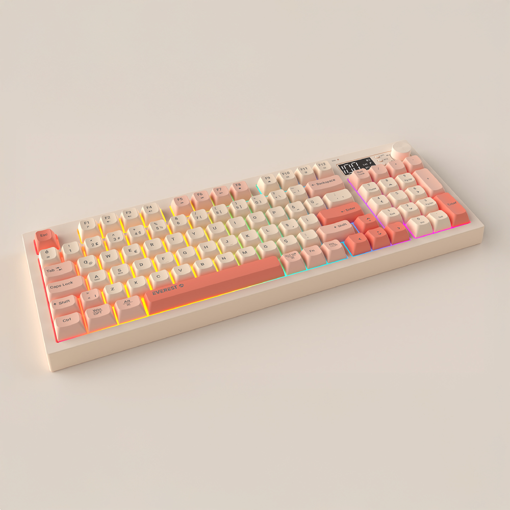 Everest KB-85 Silent Pro Membrane Switch RGB Bej/Pembe/Turuncu Kablosuz Gaming Klavye