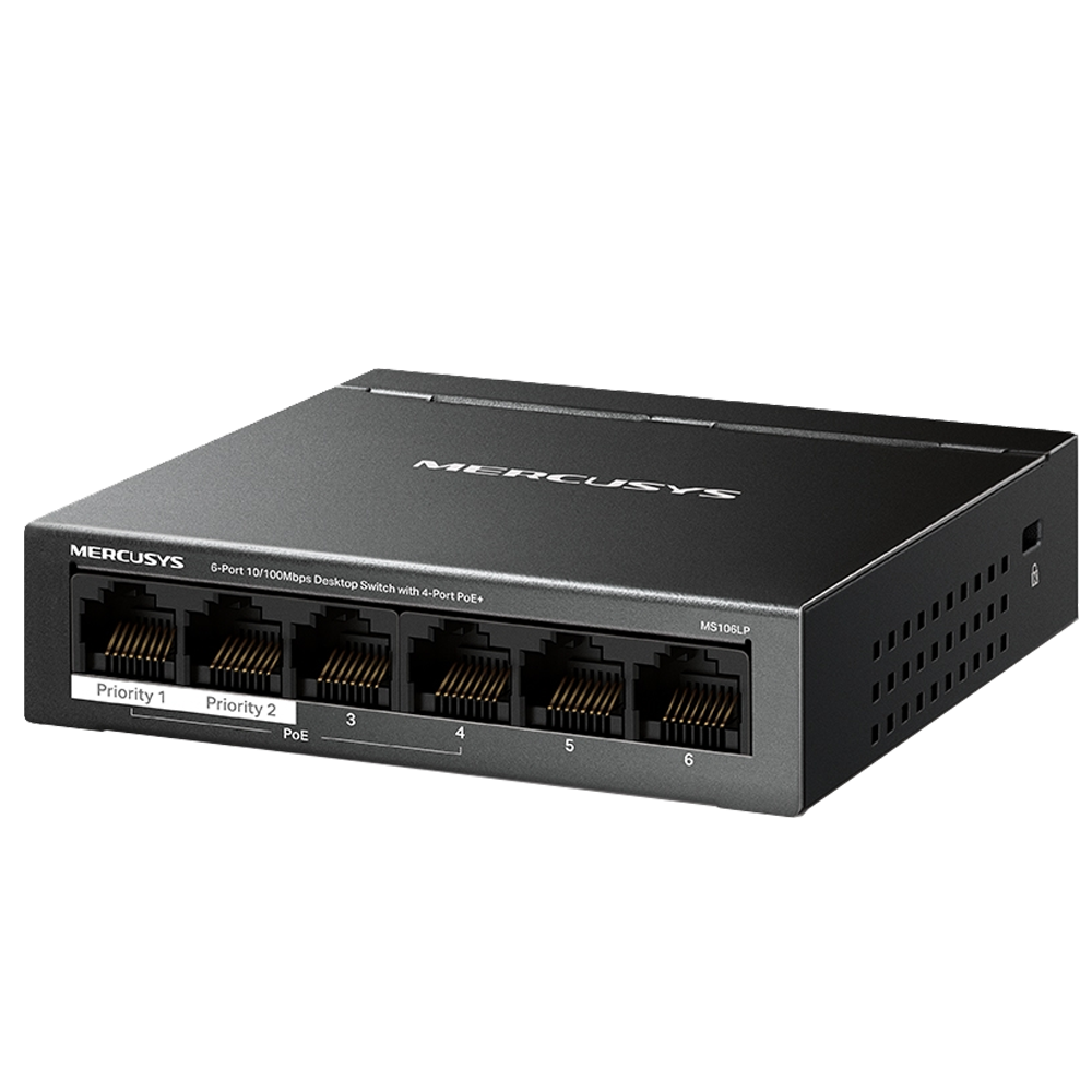 Mercusys MS106LP 6-Port 4-Port PoE 10/100 Mbps Masaüstü Switch