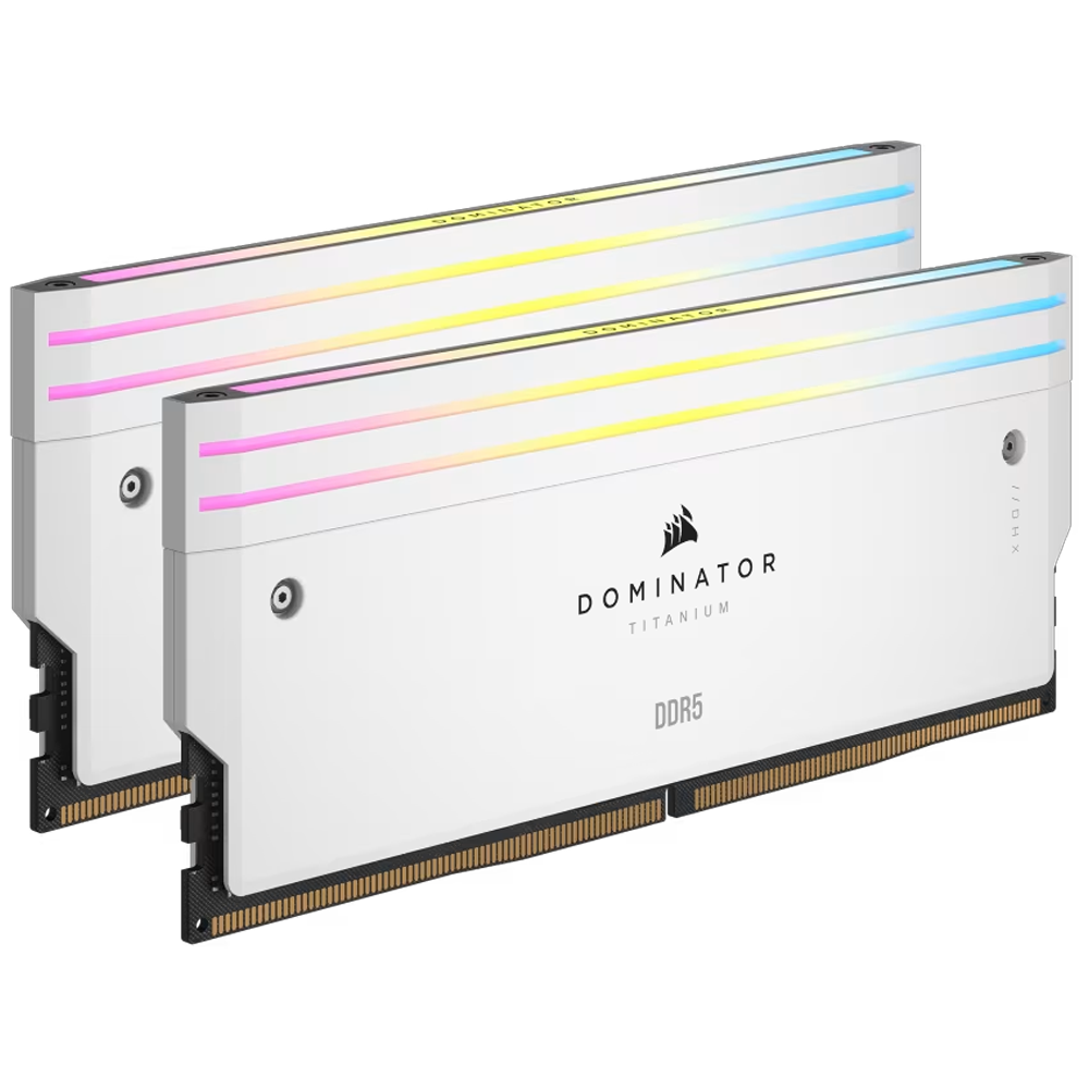 CORSAIR 32GB (2x16GB) Dominator Titanium RGB Beyaz 6000MHz CL30 XMP/EXPO DDR5 Dual Kit Ram