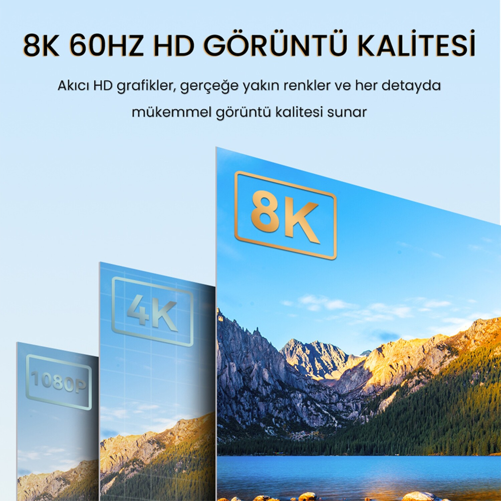 VegGieg 8K 60Hz 4K 240Hz Displayport HDMI Dönüştürücü Kablo 2 Metre