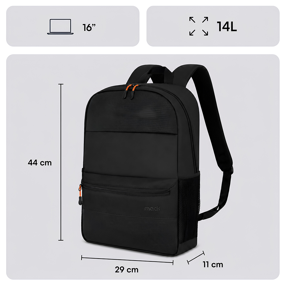 MACK Pax Motion 16" Siyah Notebook Sırt Çantası