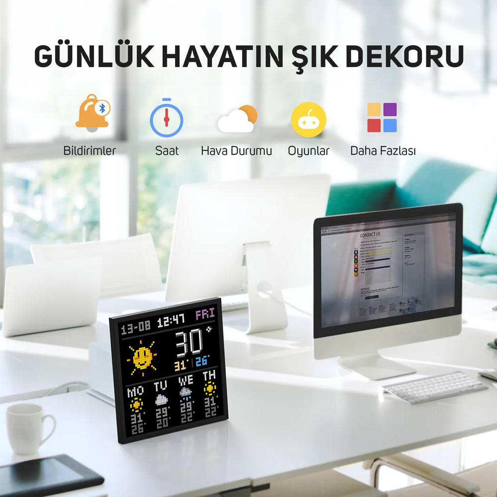 Divoom Pixoo-64 App Kontrollü Wifi Animasyonlu Gaming 64x64 Piksel LED Ekran Resim Çerçevesi