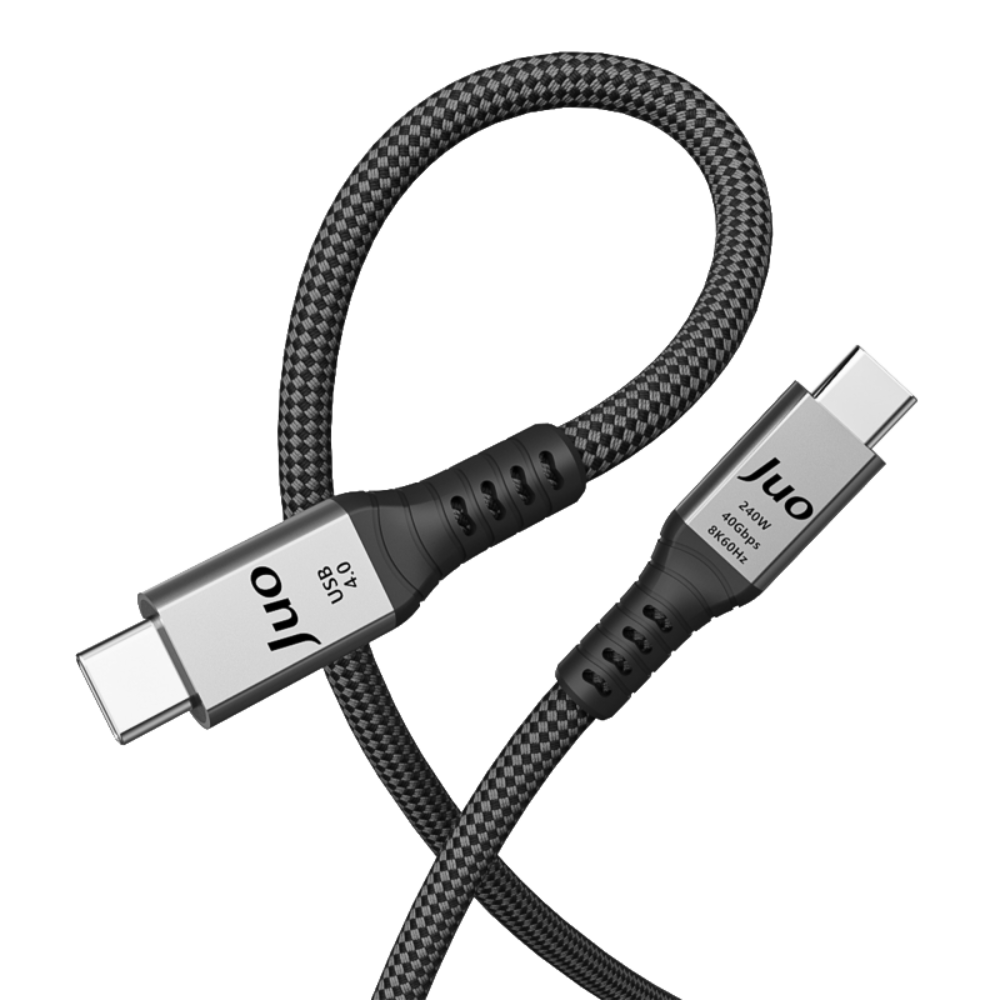 Juo USB 4.0 240W 40Gbps Thunderbolt 4 8K 60Hz USB-C Görüntü Aktarım ve Type-C 2 Metre Hızlı Şarj ve Data Kablosu 