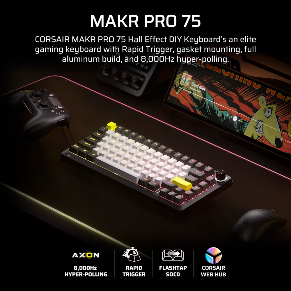 CORSAIR MAKR PRO 75 Manyetik Switch 8000Hz RGB Kablolu Gaming Klavye