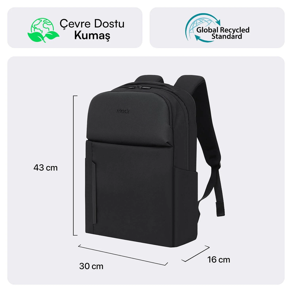 MACK Code Eco 16" Siyah Notebook Sırt Çantası
