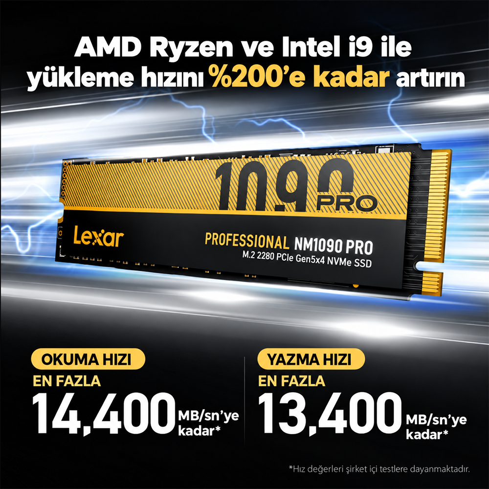 Lexar 8TB Professional NM1090 Gen5 M.2 SSD 14400MB Okuma / 13400MB Yazma