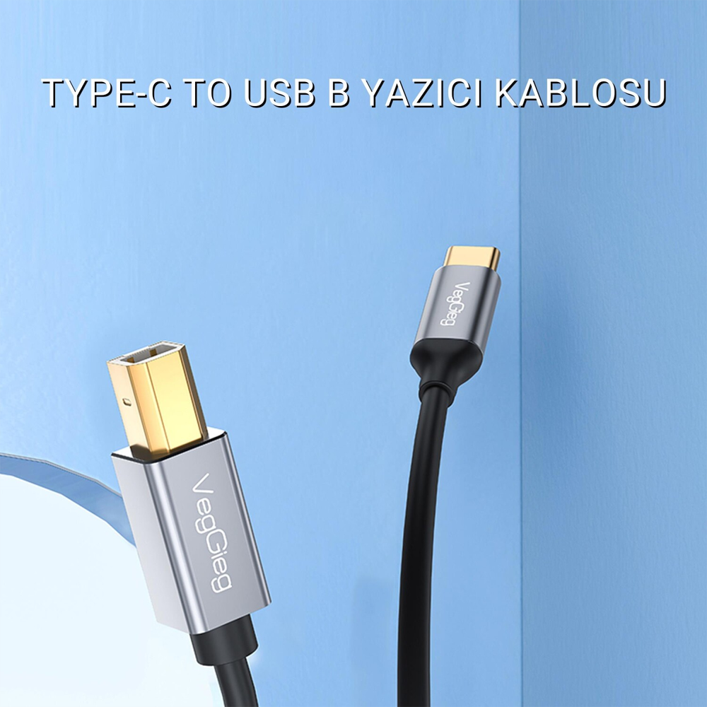 VegGieg Type-C USB-B Yazıcı Kablosu 1.5 Metre