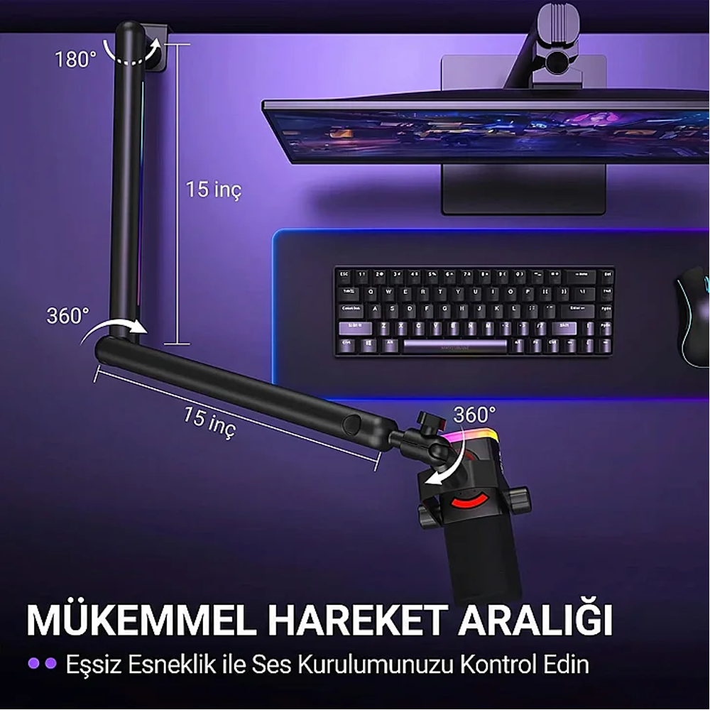 Fifine BM88PRO RGB Low Profile Masaüstü Mikrofon Standı