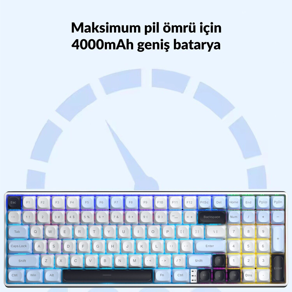 Aula S100 Pro RGB Mekanik Hot Swap Brown Switch Mavi Kablosuz Gaming Klavye