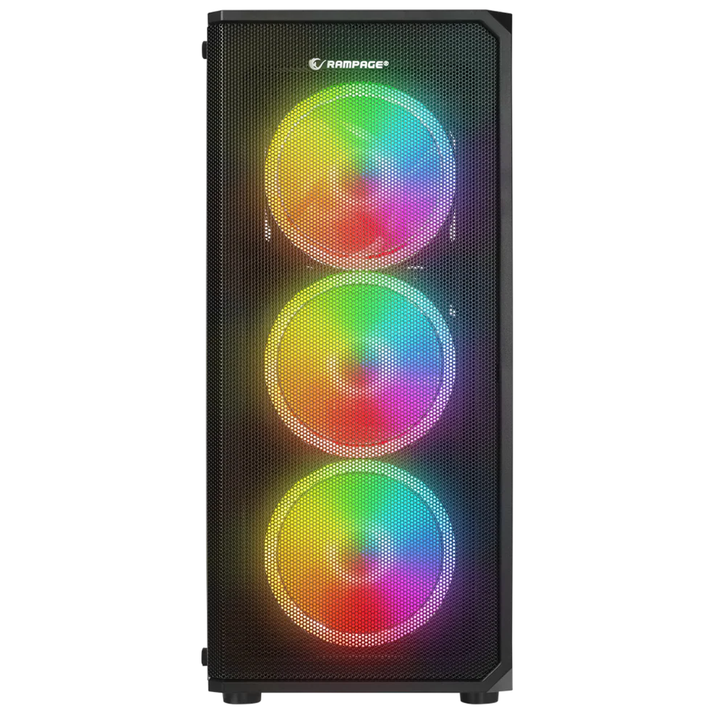 Rampage HELIOS Mesh 550W 80+ Siyah Temperli Cam 4x12cm Rainbow ATX Mid-T Gaming Kasa