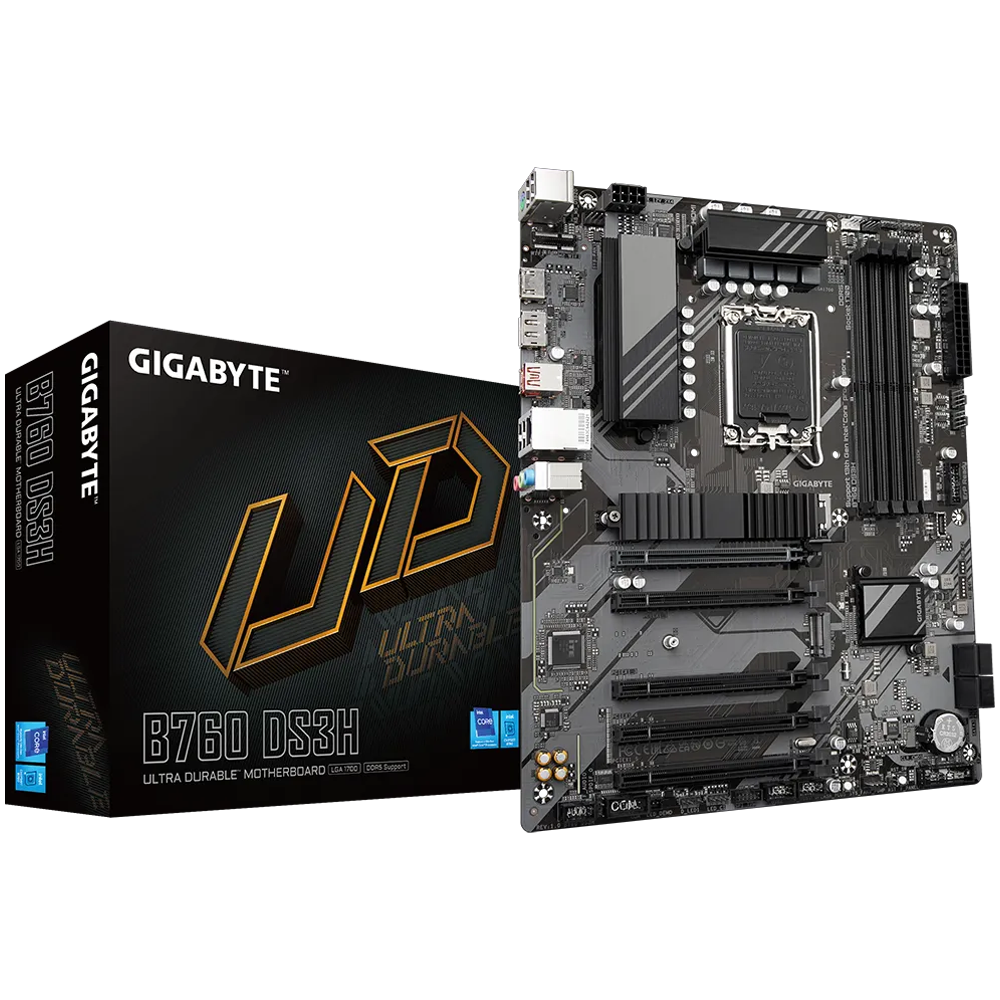 GIGABYTE B760 DS3H 7600MHz(OC) DDR5 Soket 1700 M.2 HDMI DP ATX Anakart görsel 1