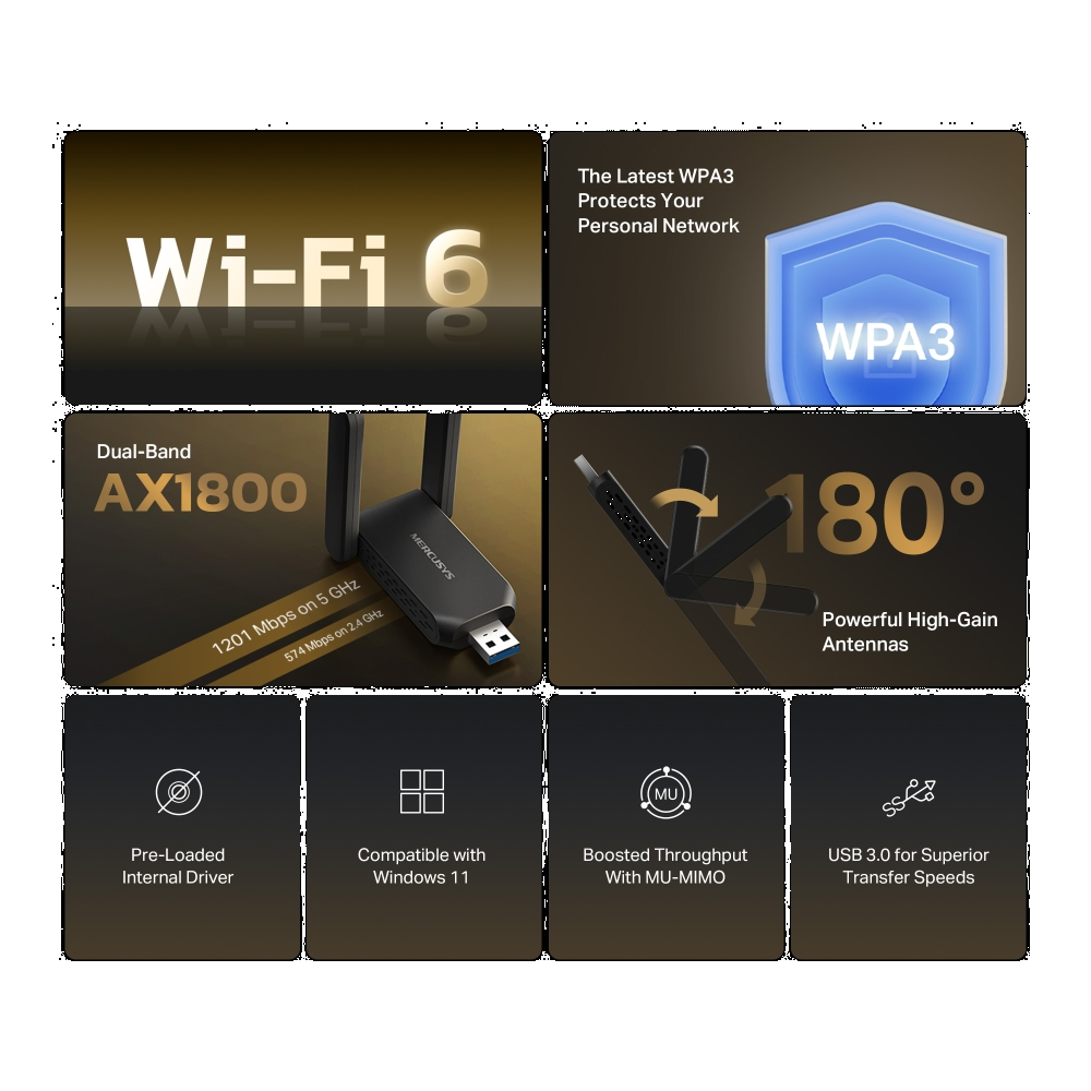 Mercusys MA72XH AX1800 WIFI USB Adaptör