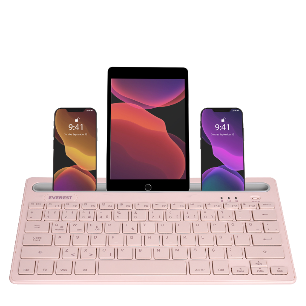 Everest KB-BT82 Pembe/Gri Kablosuz Klavye