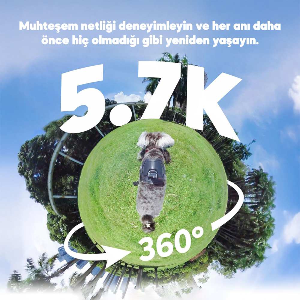 Akaso 360 Creator Combo 5.7K 360° Video, 48MP Sensör, 72MP 360