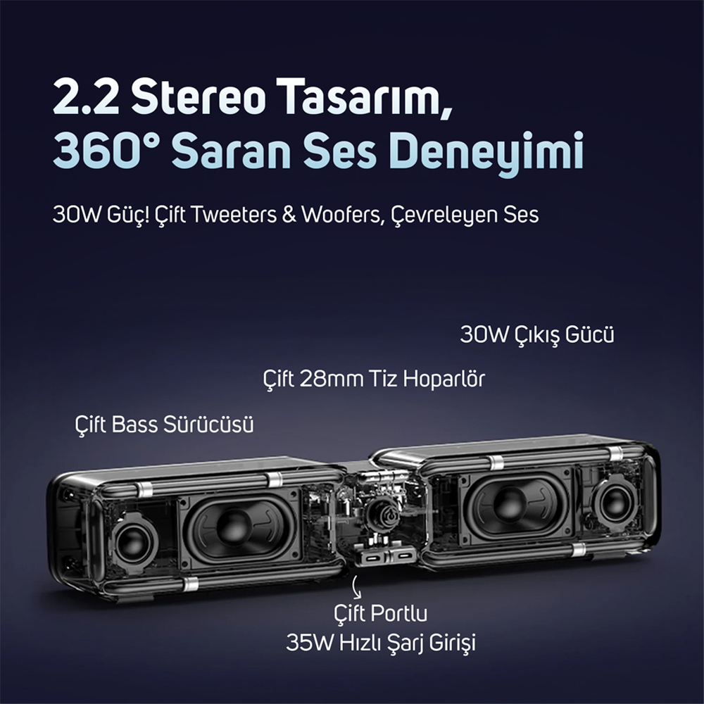 Divoom D-base 30W Masaüstü Bluetooth Siyah Gaming Hoparlör