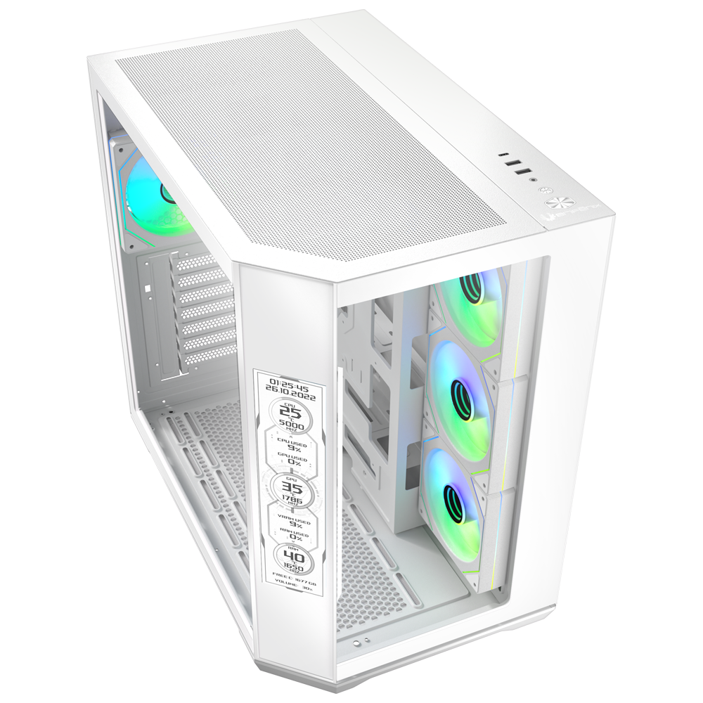 BitFenix Digital T10 EF 850W 80+ Bronze 8.8" Ekranlı Tempered Glass ARGB USB 3.1 ATX Mid Tower Beyaz Kasa