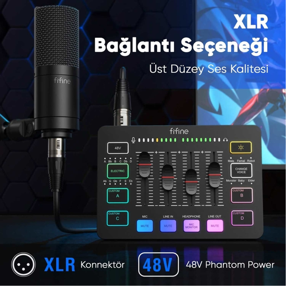 Fifine SC3 USB Beyaz Stüdyo Kayıt Ses Kartı