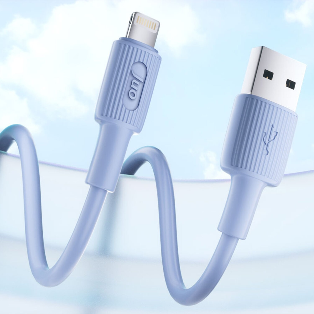 Juo 12W 2.4A USB-A Lightning İphone İpad Silikon Mavi Data Ve Hızlı Şarj Kablosu 1 Metre