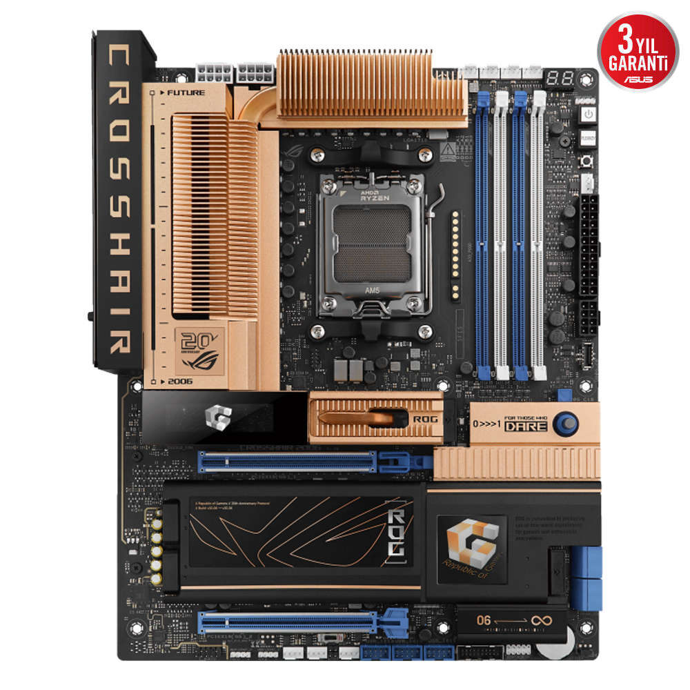 ASUS ROG CROSSHAIR 2006 9600MHz(OC) DDR5 Soket AM5 WIFI7 M.2 ATX Anakart