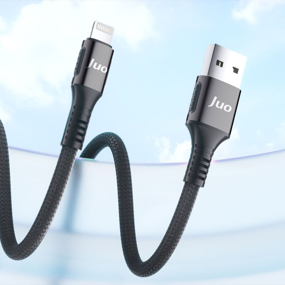 Juo 12W 2.4A USB-A Lightning İphone İpad Örgülü Siyah Data Ve Hızlı Şarj Kablosu 1 Metre