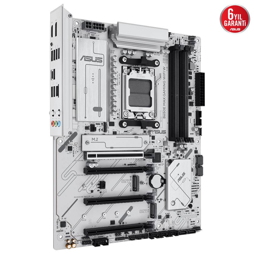 ASUS B650E MAX GAMING WIFI WHITE 8000MHz (OC) DDR5 Soket AM5 M.2 HDMI DP ATX Anakart