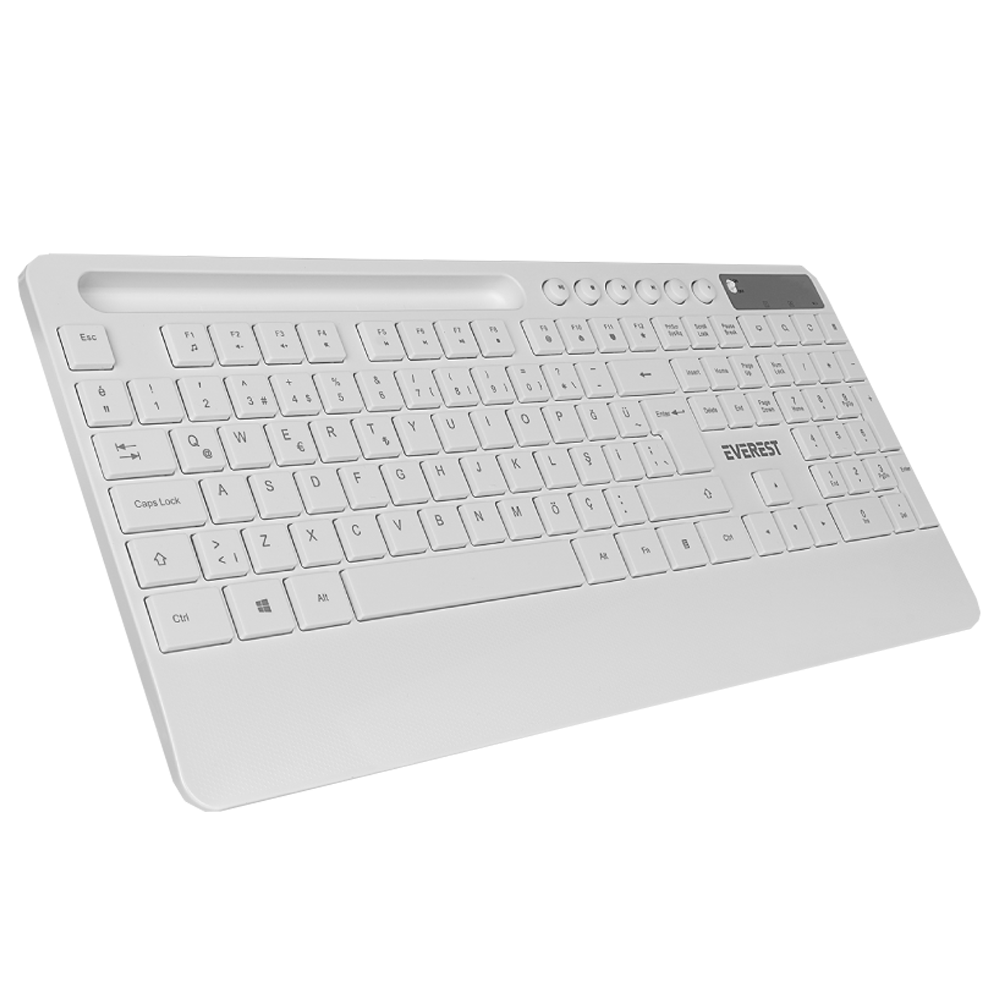 Everest KM-9676 Telefon Standlı Beyaz Kablosuz Klavye Mouse Set