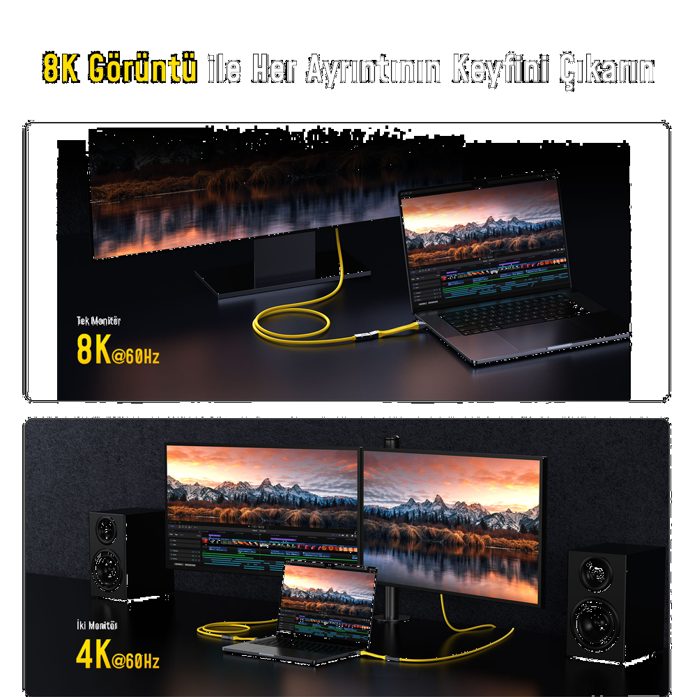 AOHI The Future 4-in-1 USB-C to USB-C Modüler Uzayabilen 1m 40Gbps 8K Destekli 240W PD 3.1 USB4 Süper Hızlı Şarj/Data Kablo Seti