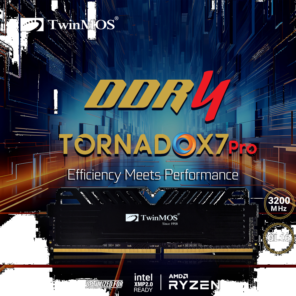 TwinMOS 8GB TornadoX7 Pro 3200MHz CL16 DDR4 Single Kit Ram