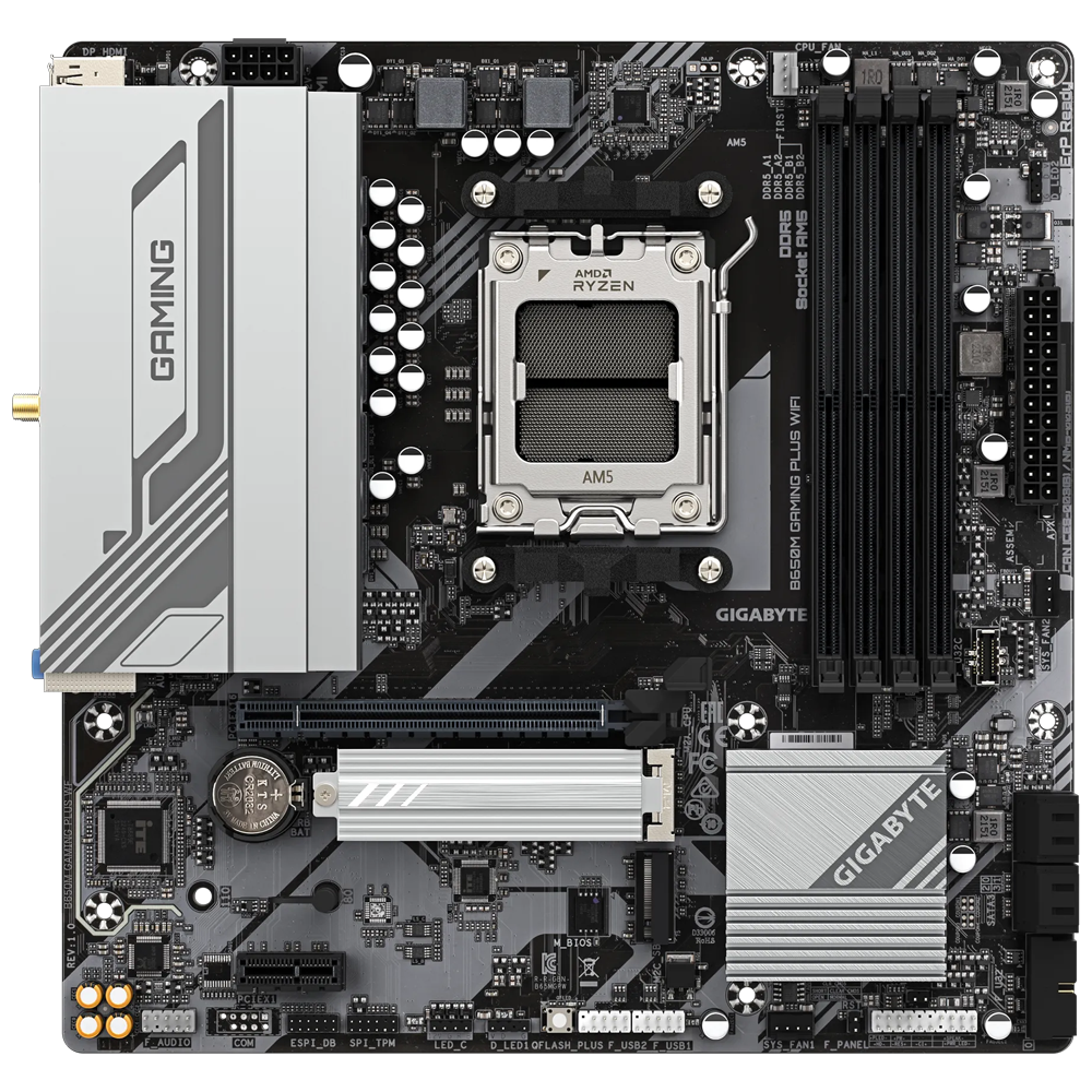 GIGABYTE B650M GAMING PLUS WIFI 8000MHz(OC)DDR5 Soket AM5 M.2 HDMI DP mATX Anakart